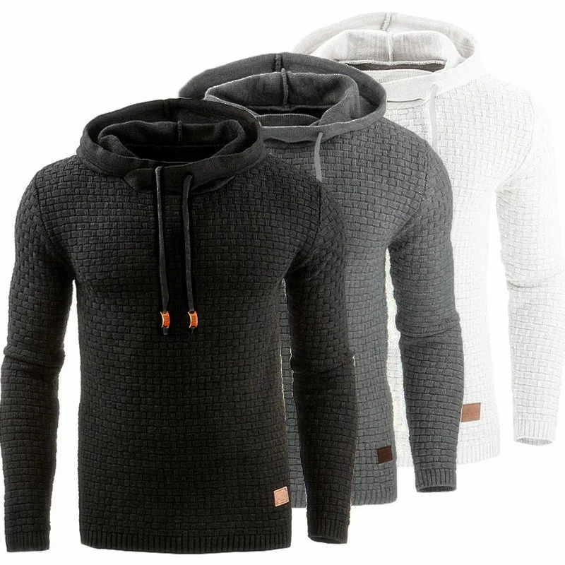 

2020 Spring Men Jacquard Hoodies Lightweight Warm Casual Sweatshirts, Black,white,dark grey,light grey,beige