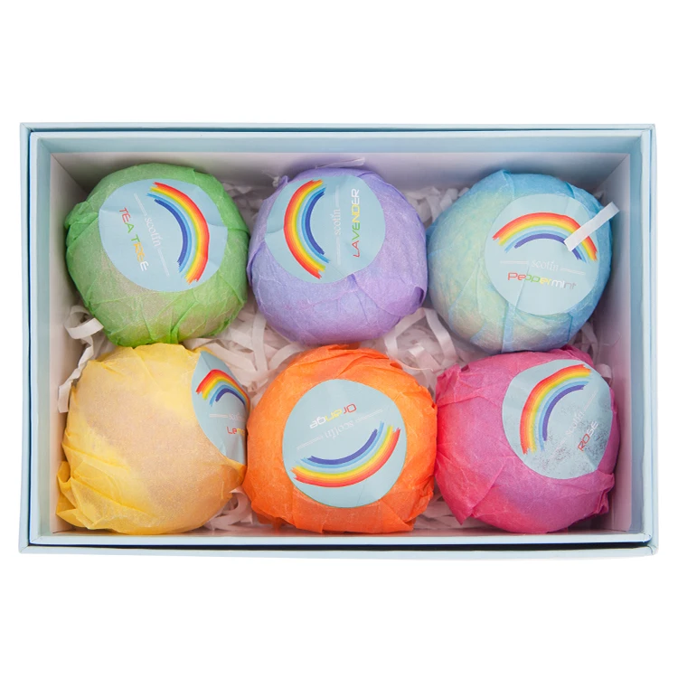 

Customize organic unique natural flower label box gift bag surprise bath bombs with gifts inside, Colorful bath bomb shimmer