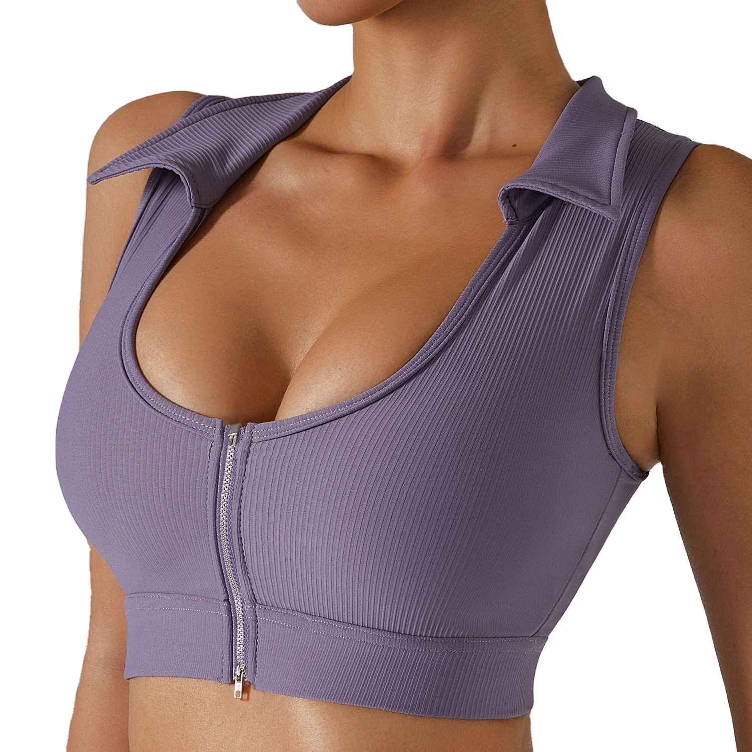 

New High-strength Tops Front Zipper Shockproof Sports Bra Running Fitness Cross Back Yoga Bra