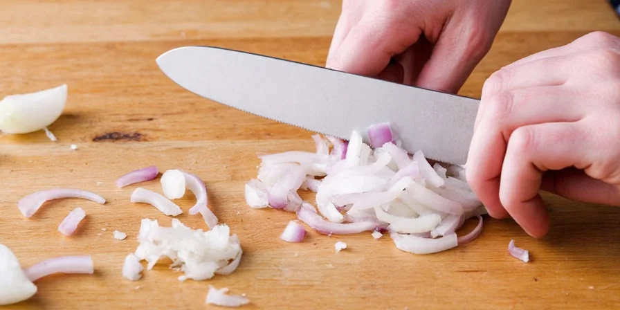 Minced onion in water bowl
