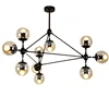 fancy industrial decorative lighting multi heads amber glass shade hotel restaurant pendant lamps chandelier