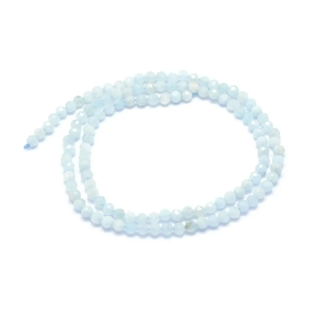 

PandaHall 2mm Faceted Round Natural Aquamarine Stone Beads