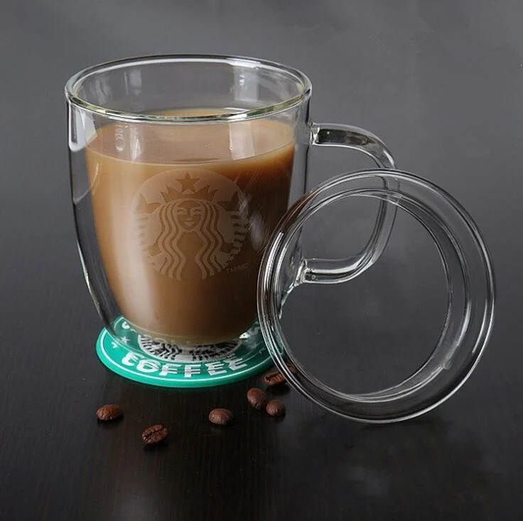 

Wholesale BPA free double wall glass cup custom logo coffee tea glass mugs, Transparent