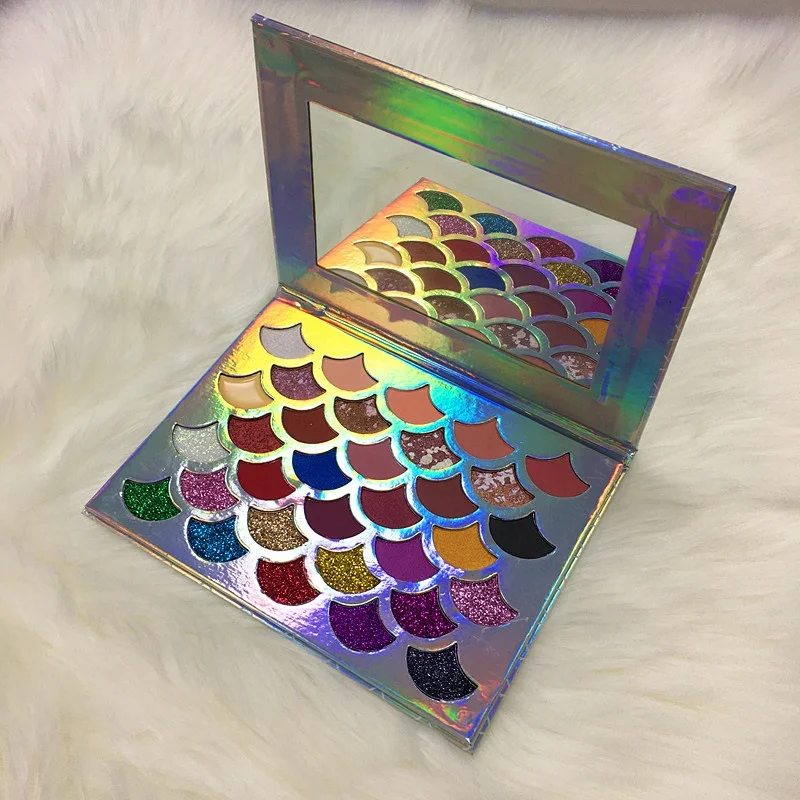 

cosmetics 32 color mermaid glitter eyeshadow private label makeup shimmer eyeshadow palette