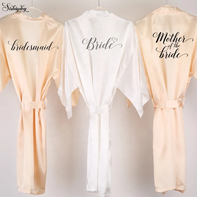 

Wholesale Kimono Bride Robe Satin robe silk Custom Printed Wedding Bridesmaid Robes
