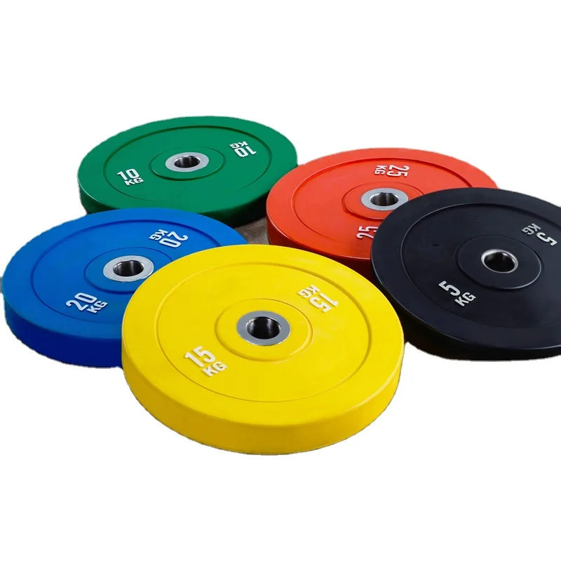 

Wholesale gym board gym equipment rubber coated colorful bumper barbell olympiv weight plates, Custom color