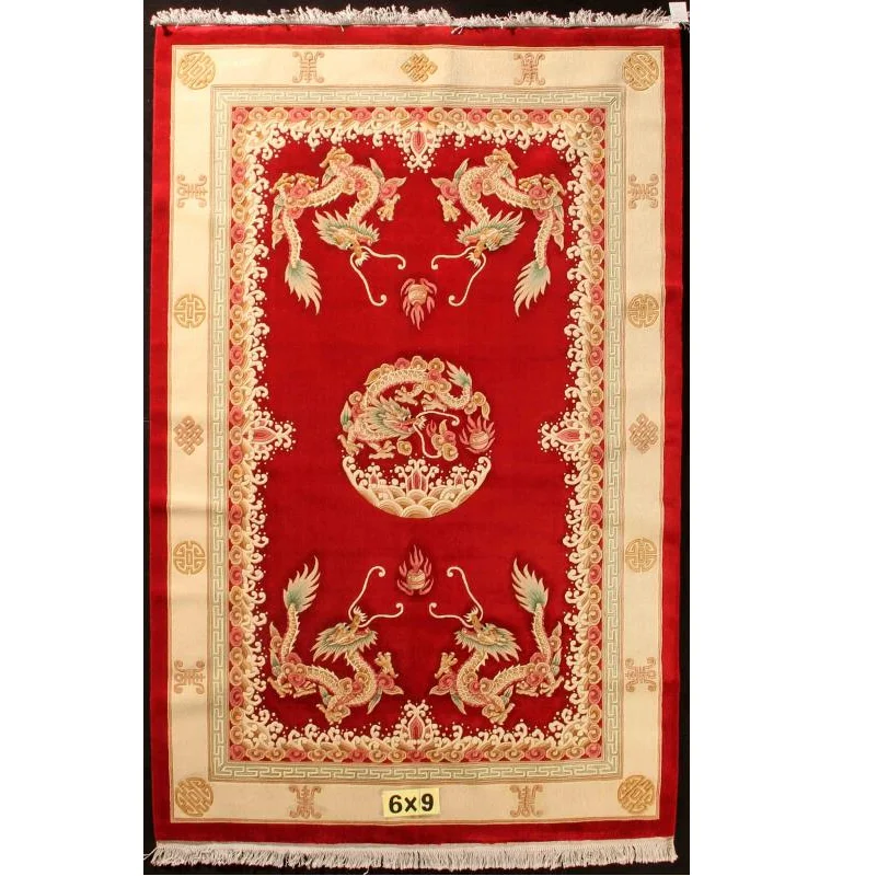 

New Zealand Wool Red Traditional Hand Knotted Woolen Carpet on Sale