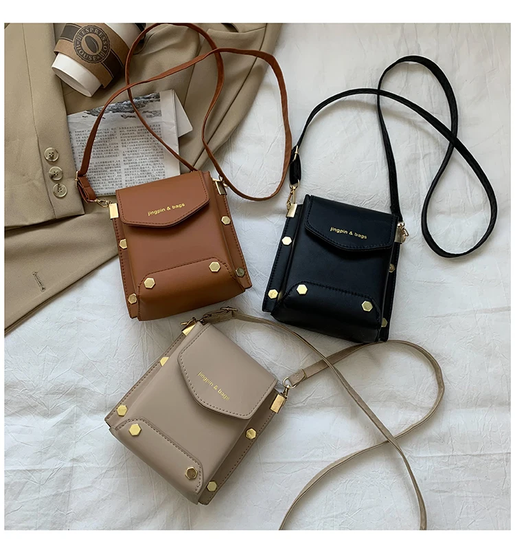 

Amazon fashion rivet designer shoulder bag PU leather ladies messenger bag women bag