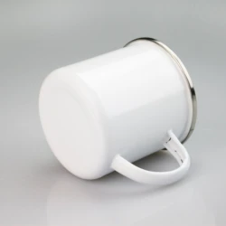 Auplex White Speckled Stainless Steel Camping Coffee Custom Enamel Mug Metalled Mini Enamel Steel Cup