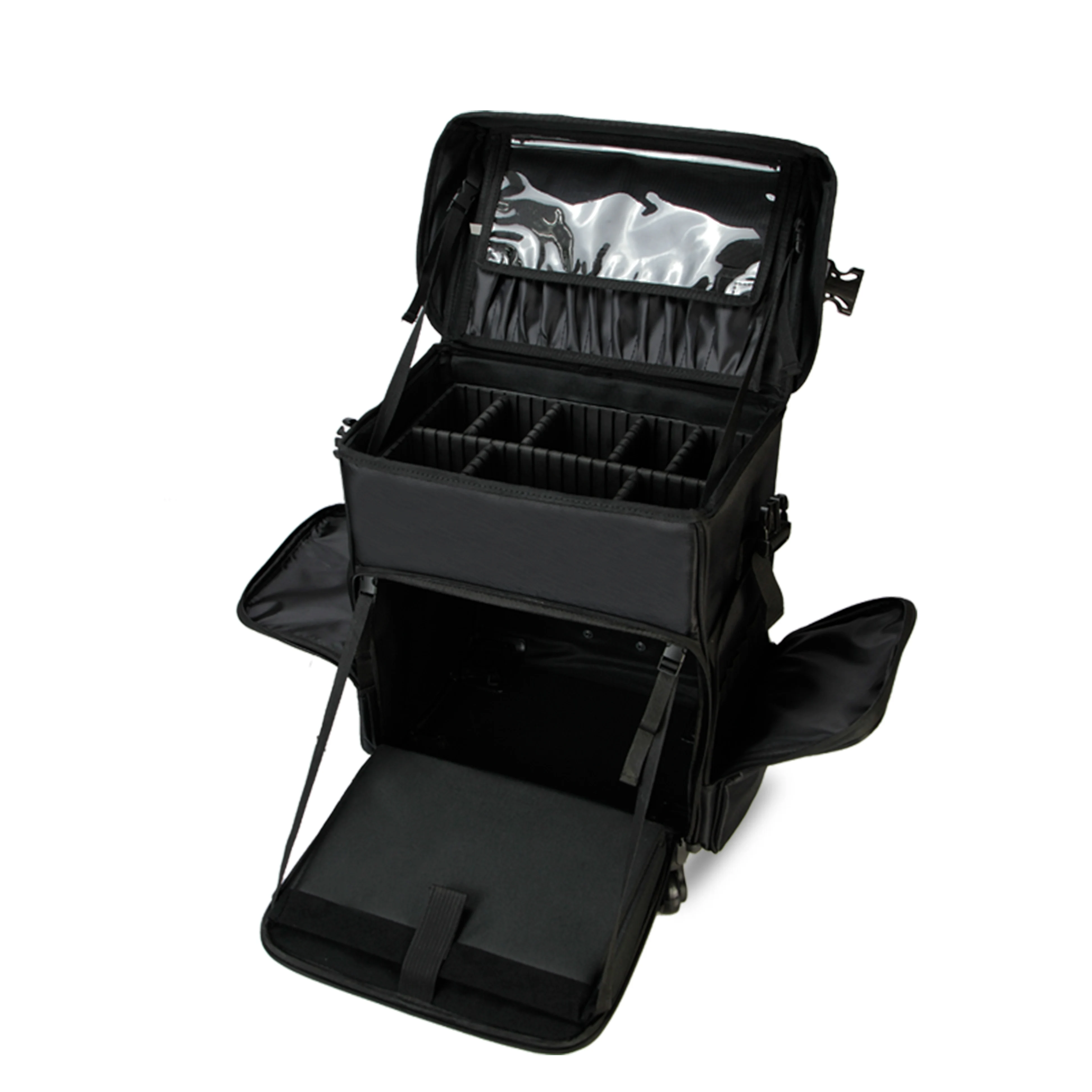 

Large capacity Professional Cloth make up suitcase carry on type soft cloth fabric trolley luggage layer beauty toolbox