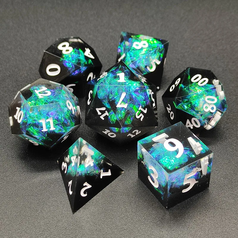 

Factory direct sale 7pcs/set of gem resin dice set DND RPG role playing board game entertainment dice, support customization