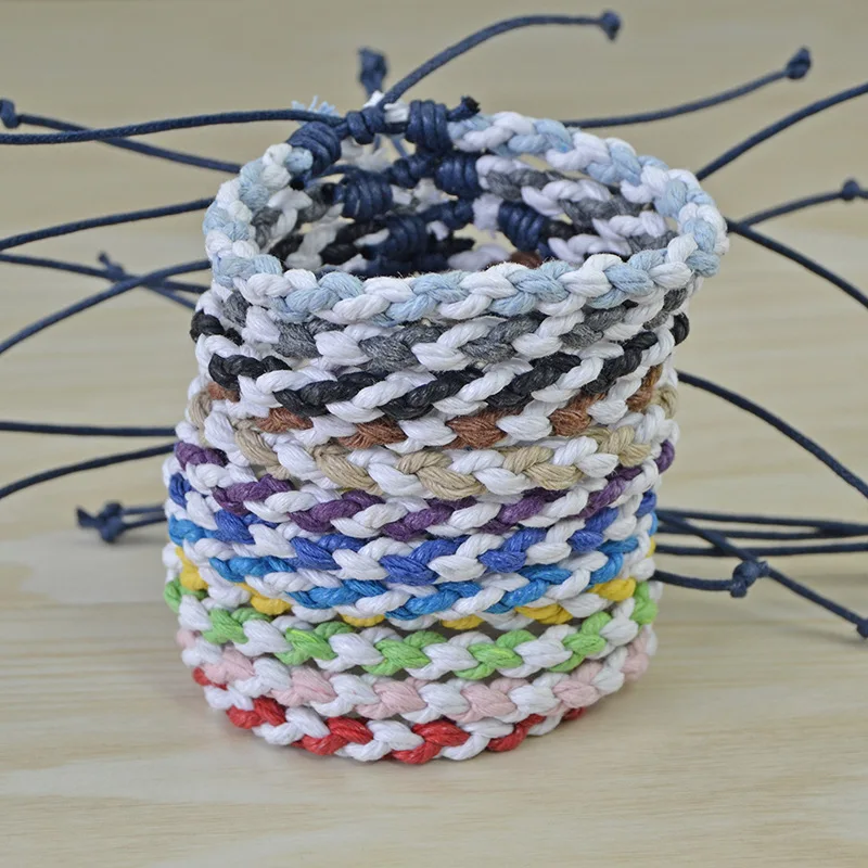 

Women Men Unisex Colorful Promotional Cheap Adjustable Cotton And Hemp Handmade Braided Rope Jewelry Bracelet, 12 differnt colors for your choosing