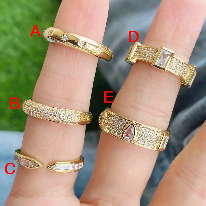 

Multi kind AAA zircon 18K plated crystal Rings for women Cuff Rings resizable Rings jewelry gift for lady 51724