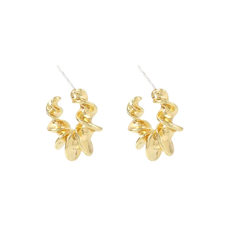 

INS Geometric Big C-shaped Earrings Retro Big Wave Elegant Earrings For Women, As picture