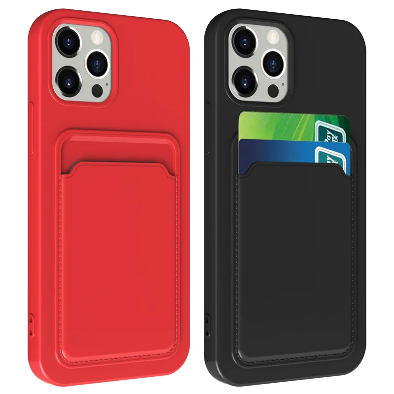 

Hot Selling Items Solid Color TPU Card Holder Cases Microfiber Lining Phone Case for iPhone 13 11 Pro Max Mobile Wallet