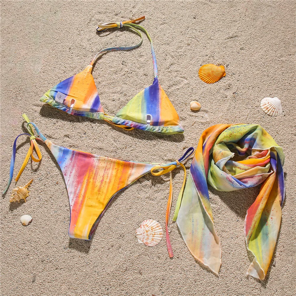 3 piece Woman Tie Side Embellished Bikini Swimwear, View Swimwear, None