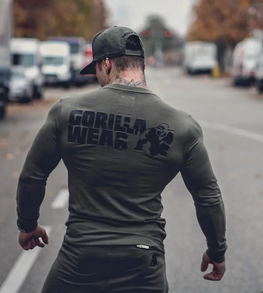 

OEM Custom Fitness Gym Men's muscle Cotton Stretch Slim Long sleeve T-shirt