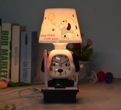 
Household cartoon dog set the table to protect the eyes insert pen LED lamp clock students jump seconds silent alarm clock 