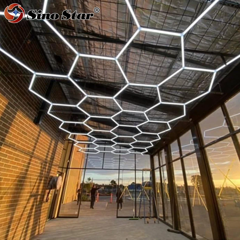 

High quality Customer can DIY decorative hexagonal led ceiling office hanging luxury hexagrid light