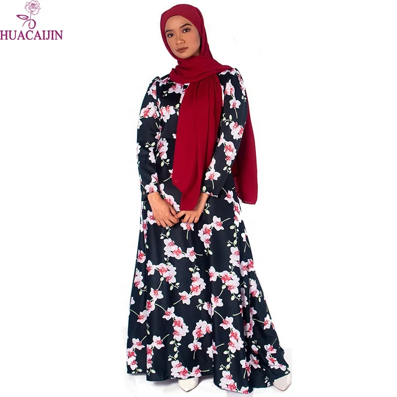 

Muslim Print Abaya Kimono Floral Hijab Dress Arabic Dubai African Women Pakistan Caftan Marocain Kaftan Qatar Islamic Clothing