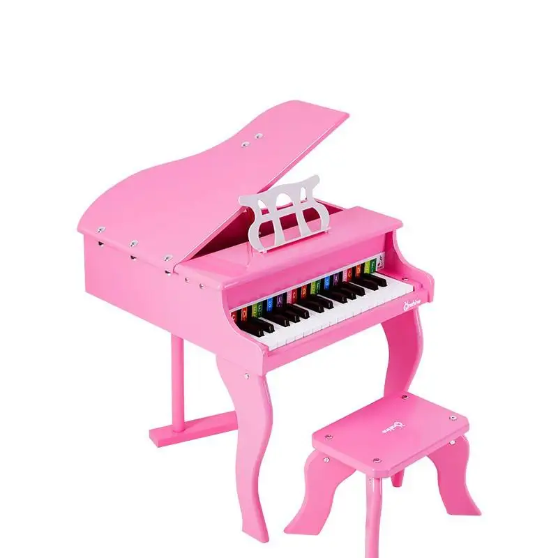 Children Wooden Pink 30 Key Mini Percussion Musical Instrument Piano Educational Learning Gift Toys for Kids Boys and Girls