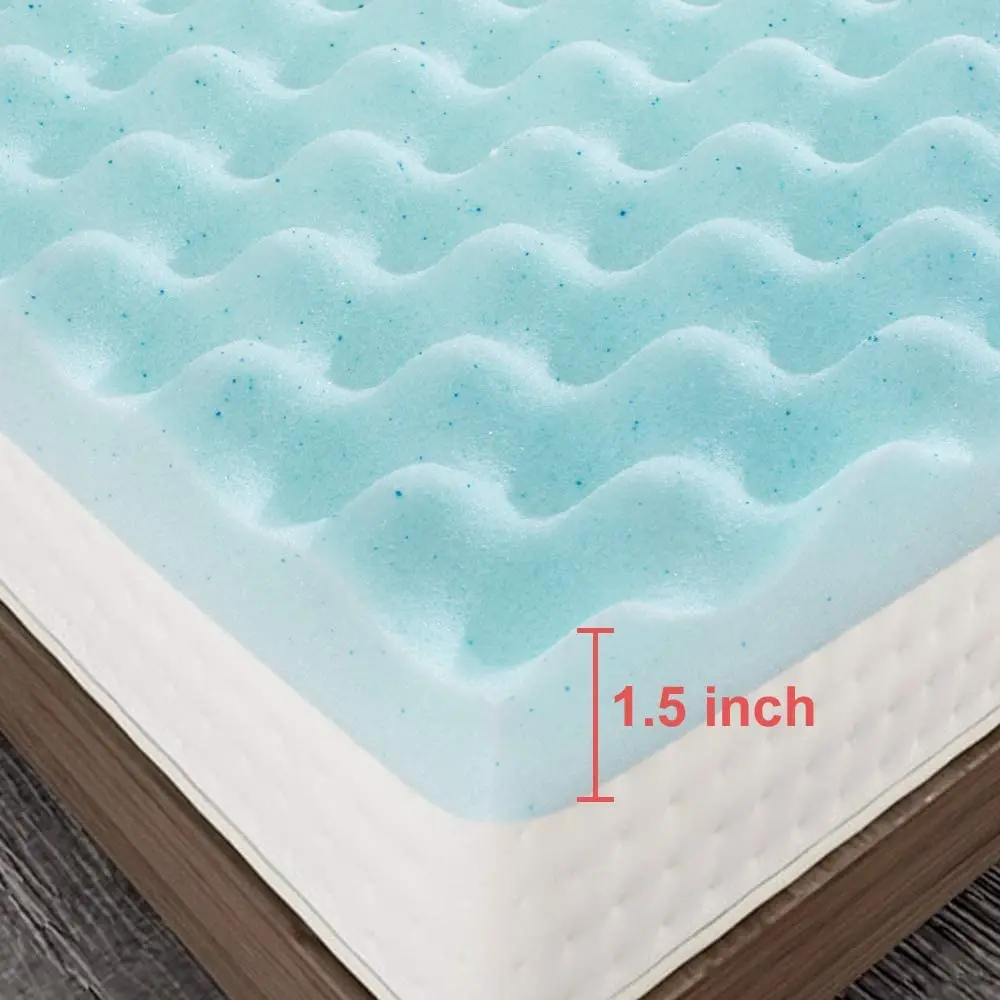 

USA stock 1.5 inch Mattress Topper 3 Sizes, Egg Crate Design Gel Swirl Memory Foam Bed Topper for Pressure Relief, White