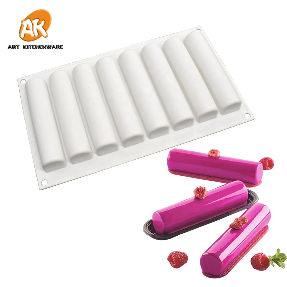 

AK Bar Shaped Silicone Mousse Moulds Cake Molds for Bakery Kitchenware Pastry Baking Tools 8 Cavities MC-112