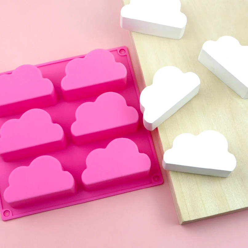 

7058 ready to ship 6 hole cloud shape silicone cake mold, silicone candle molds, soap making molds