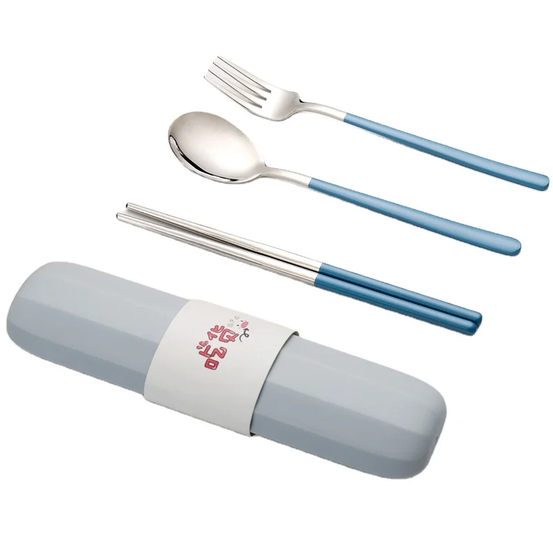 

Korean travel Cutlery Set Portable flatware fork and spoon travel set camping cutlery set