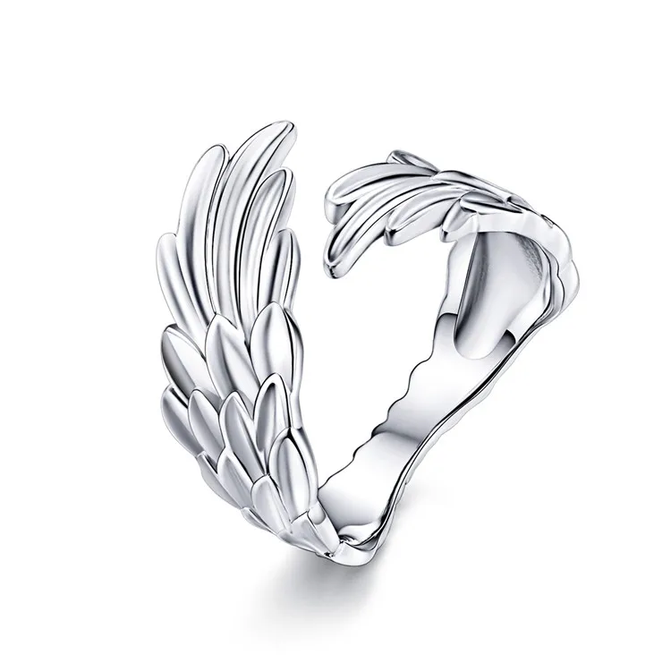 

Qings 925 Sterling Silver Jewelry Ring Wings Open Rings for Gift