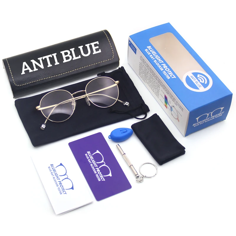 

anti blue light filter blocking glasses to block blue light with eyeglasses box and cloth set
