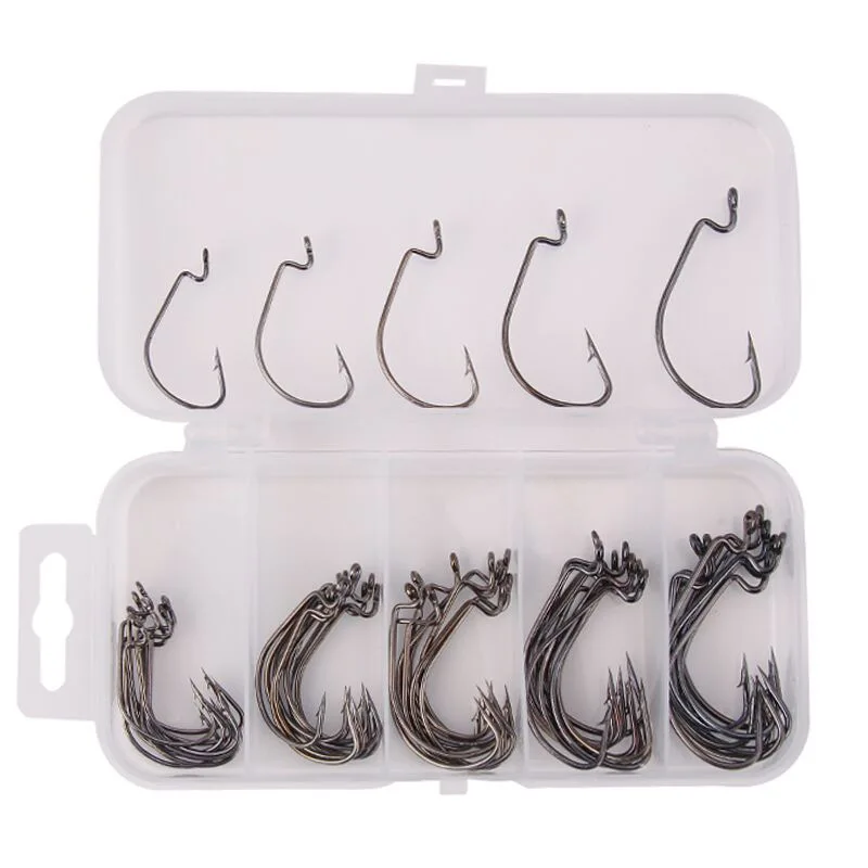 

50 pieces Fishing Hook Carbon Steel Wide Pesca Jig Hook Bass Barbed Carp Fishing Hooks Carbon Steel Fishhook, 2 colors