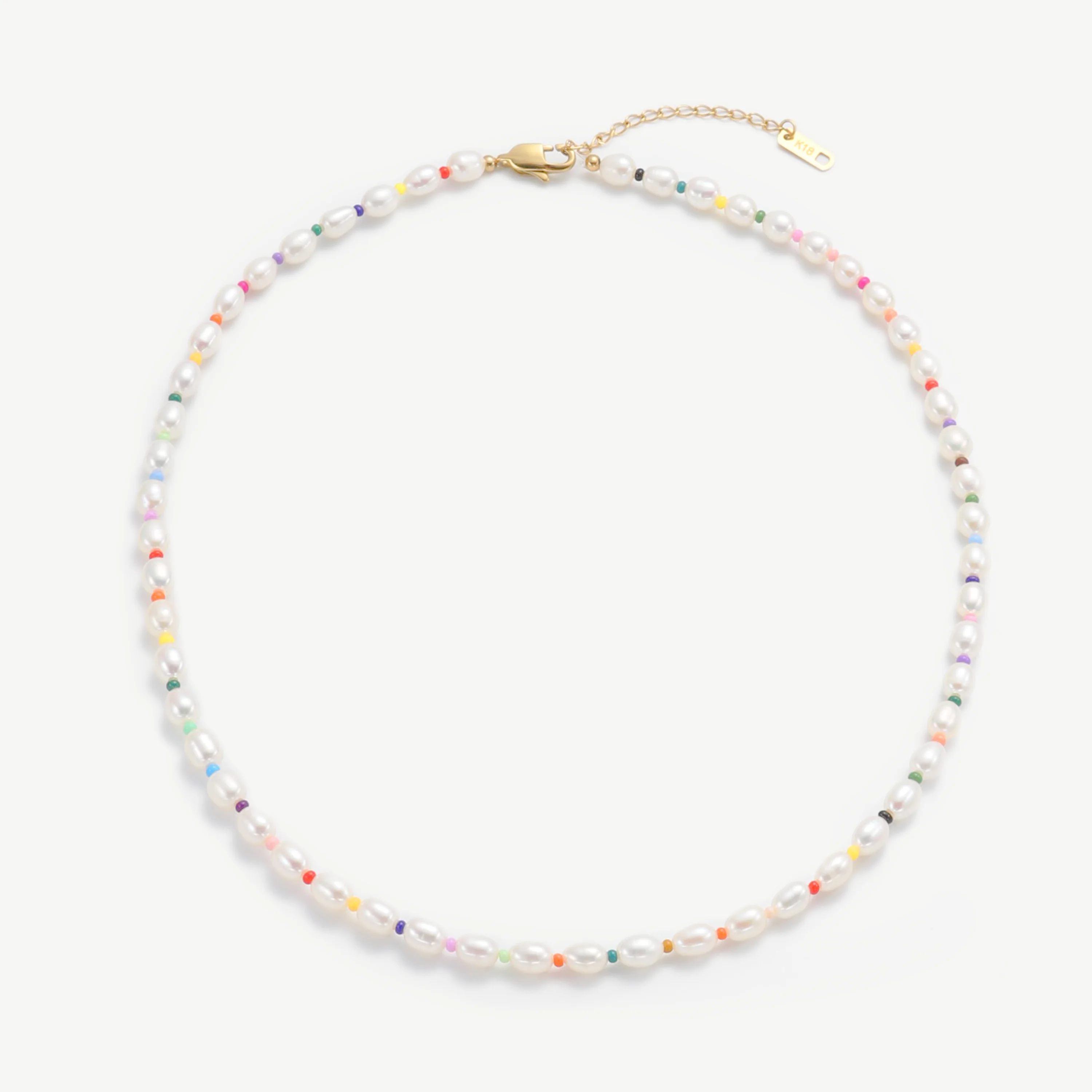 

Chris April 316L Stainless steel 18k PVD plated natural freshwater pearl colorful candy beads chain necklace