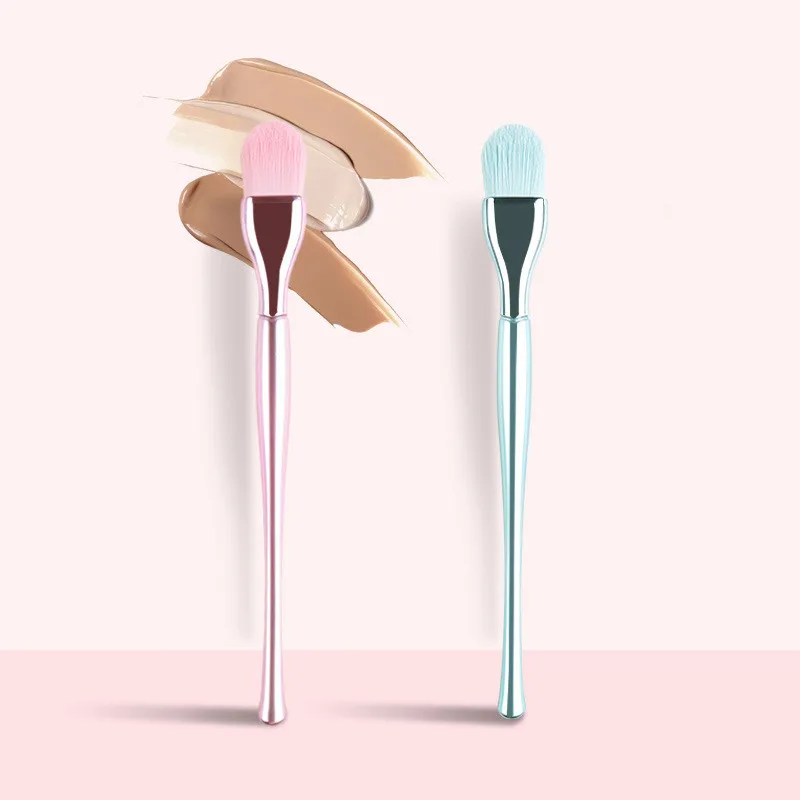 

Buy Again Cosmetic OEM Low Moq Pink Blue Bulk Buffering Logo Flat top Foundation Brush