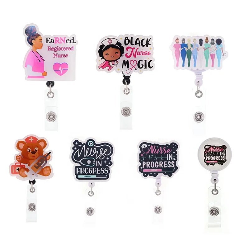 

2022 New Styles Medical Series Nursing Student Badge Reel For Scrub Life Acrylic Badge Holder Nurse Accessories