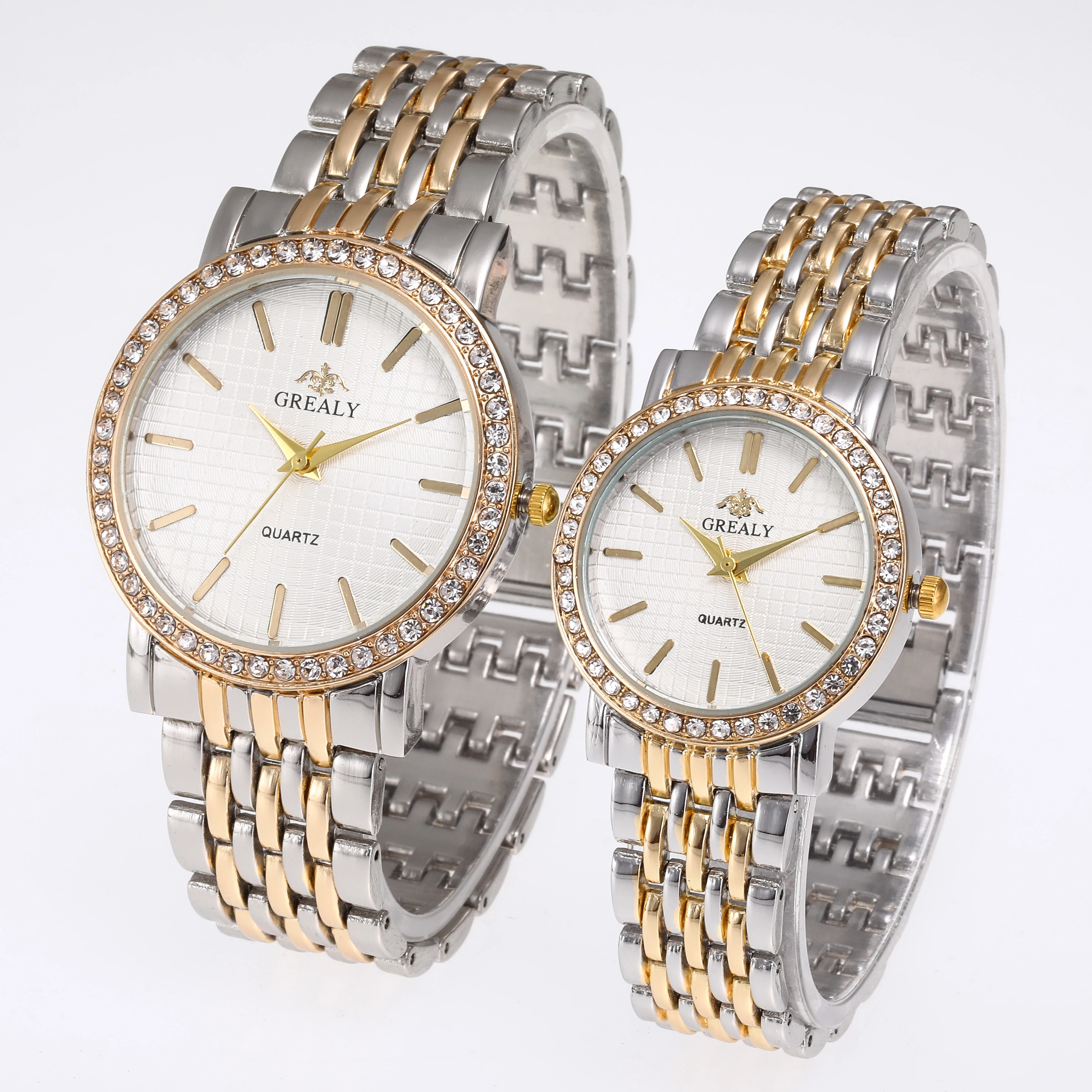 

New China Factory Custom Signature Diamond Quartz Watch Fashion Luxury Watch Diamond Bling Couple Watch, 11 colors