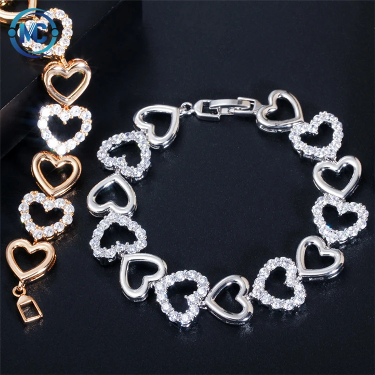 

Factory direct sale fashion bracelet party bracelet zircon heart bracelet