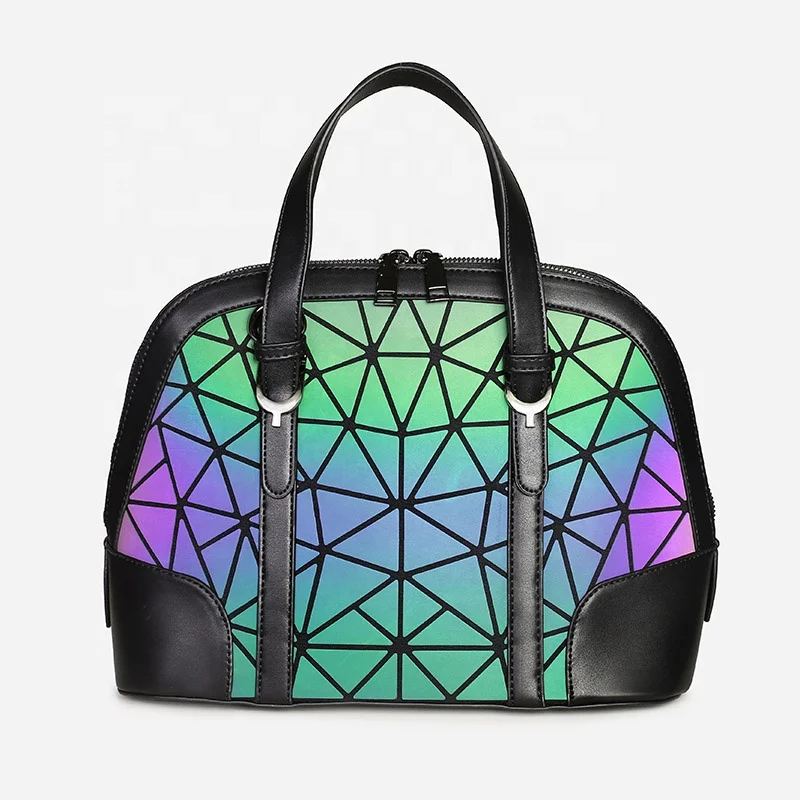 

Trendy stitching Large capacity stereotypes geometric luminous shoulder bag