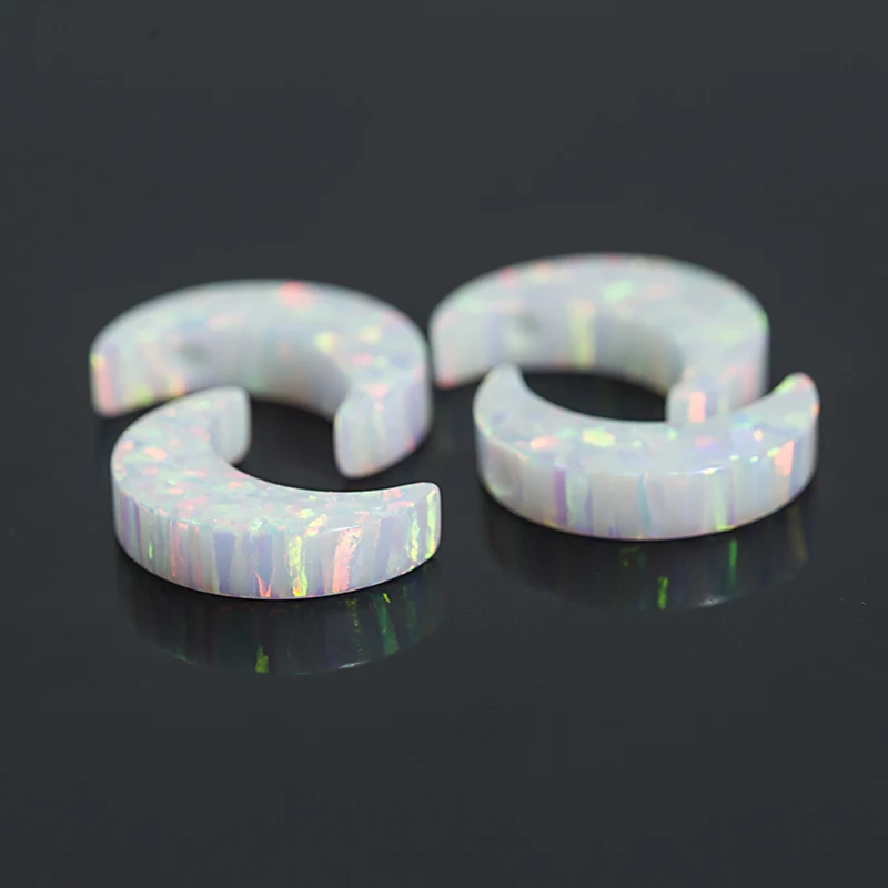 

Wholesale Half Moon White Opal Bead Moon Shape Synthetic White Opals