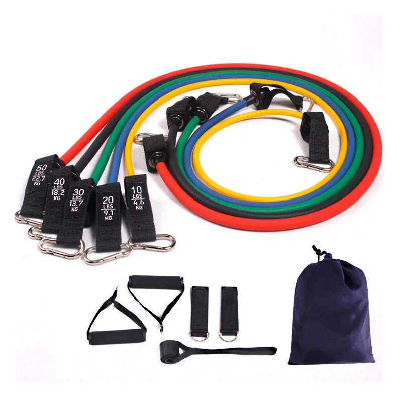 

Wholesale fitness home exercise 11 pcs resistance bands, Customized