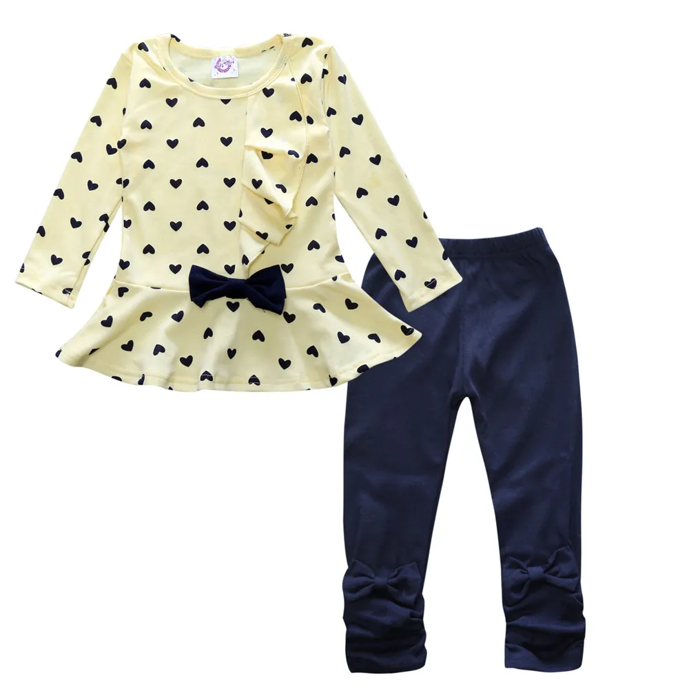 2020  kids clothing girls sets bow tie shirt + leggings 2pcs clothing kids girl boutique kids clothing set