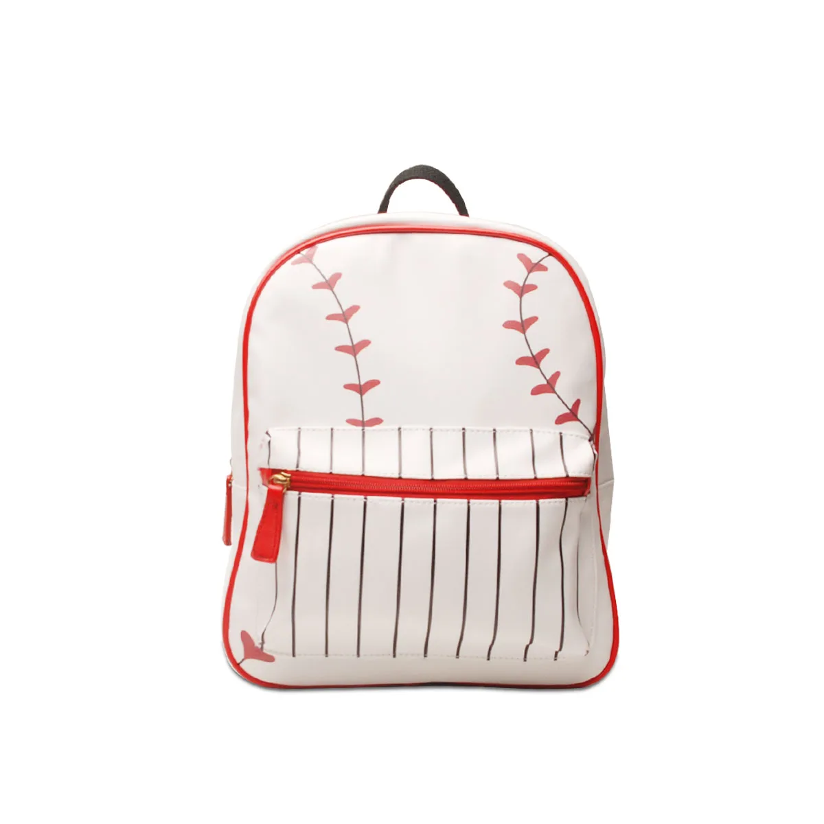 

RTS 30pcs PU Gym Baseball Prints Backpack Wholesale Women PU Faux Leather Sports Backpacks With Black Stripes Baseball Backpack, Red