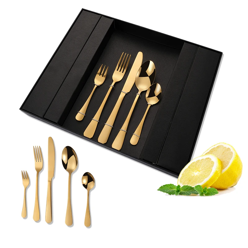 

kitchen gift 24pcs gold flatware cutlery set stainless steel knife fork spoon set with box, Gold,rose gold,black,sliver,colorful