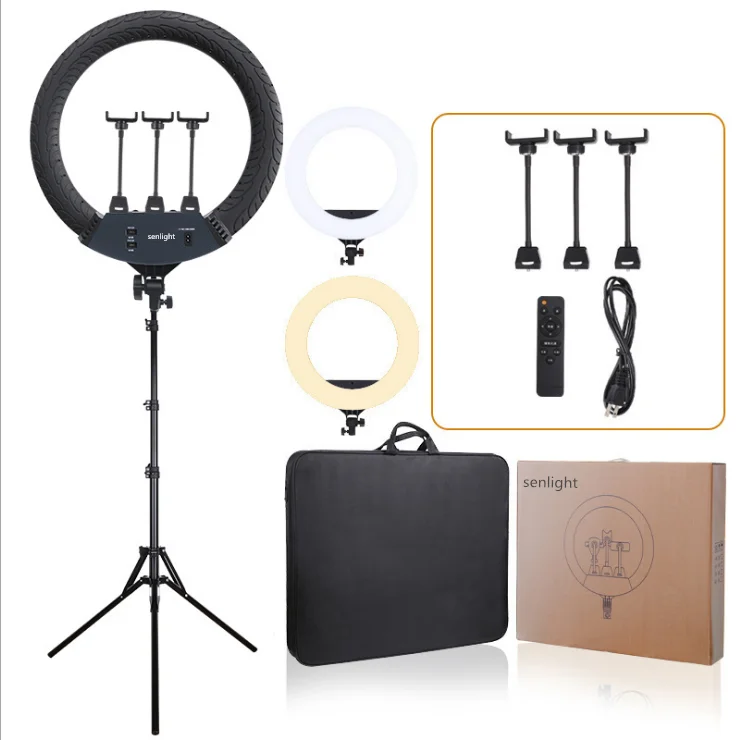 

Factory 18 Inch 45cm Beauty Fill Light Remote Control LED Ring Selfie Light Tripod Stand Selfie Photography Ring Fill Light, Black