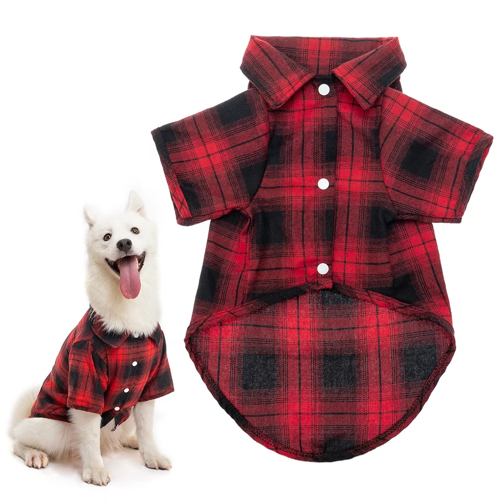 

Dog Pet Jacket Clothes Autumn And Winter Brushed Plaid Dog Clothes Shirts
