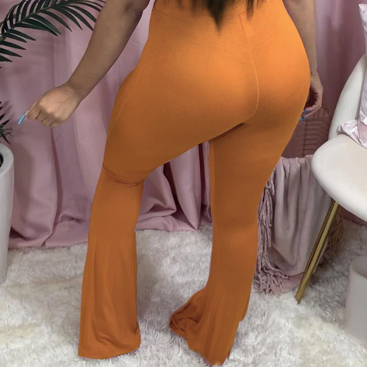 

Fall Pants for Women Wide Leg Yoga Skinny Elastic Trousers Bell Bottom Long Sweat Flare Pants For Women, Red,blue,purple,orange