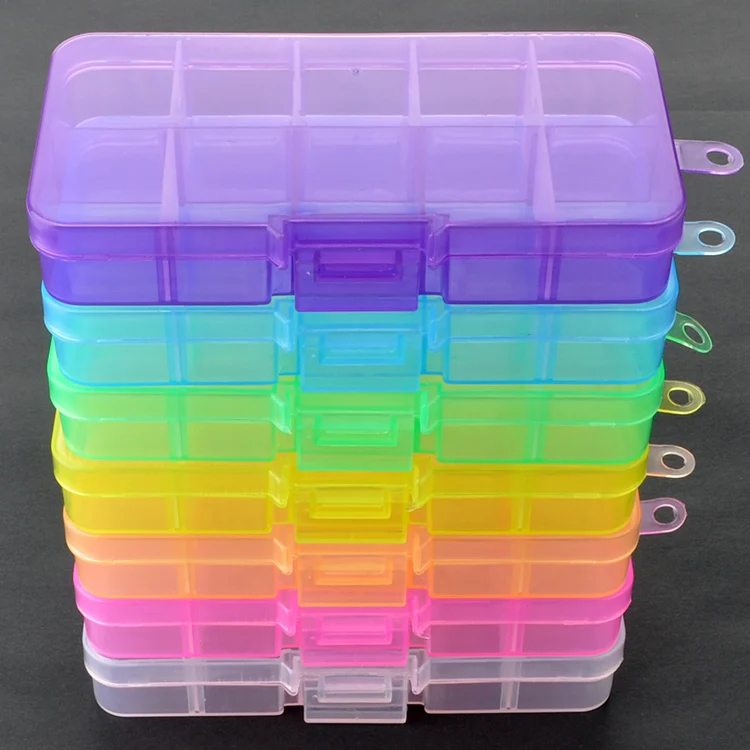 

10 Grids Bead Organizer Plastic Storage Box Case Mini Tackle Box Container Jewelry Organizer with Movable Dividers for Sewing