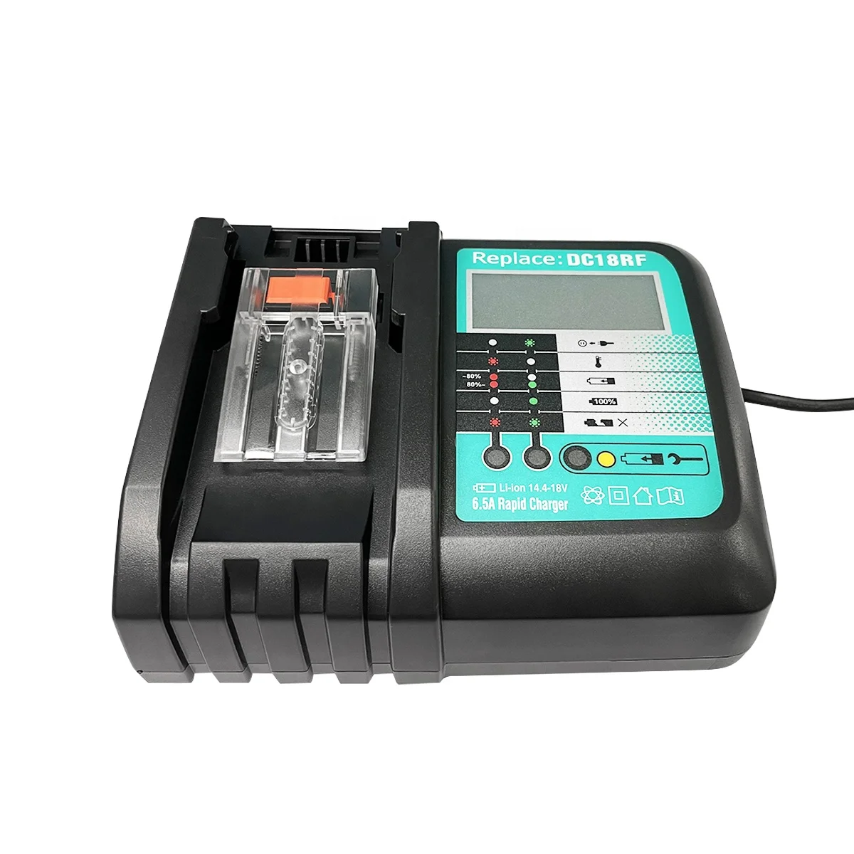 

6.5A 18v for Makita Battery Charger DC18RF with LED Screen Makita 18v Battery Charger BL1430 BL1830 BL1850 BL1860 DC18RC DC18RA, Black