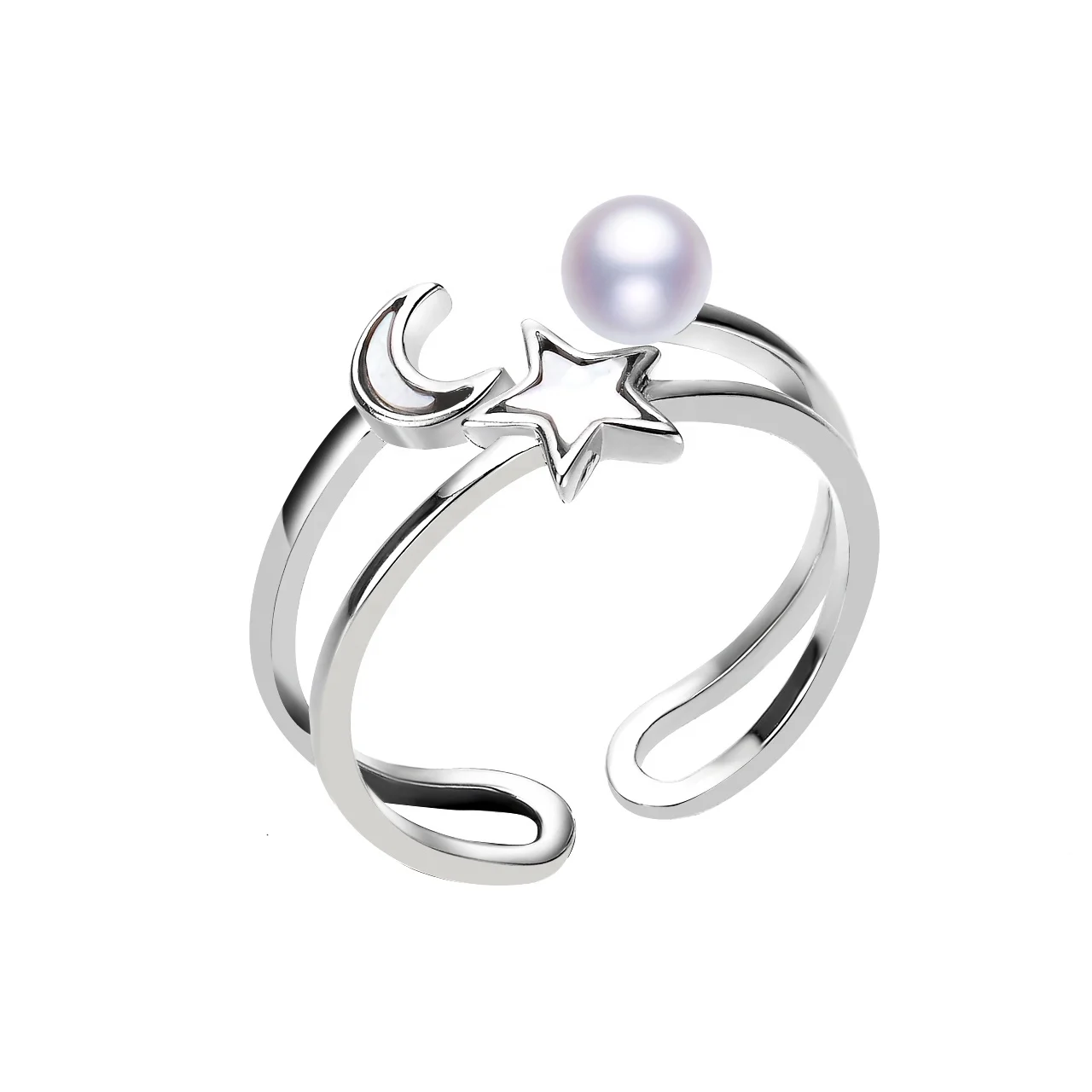 

Cheap Hot Sale Top Quality Jewelry Women Wedding Rings Mother of Freshwater Natural White Round Pearl Ring in Sterling 925silver