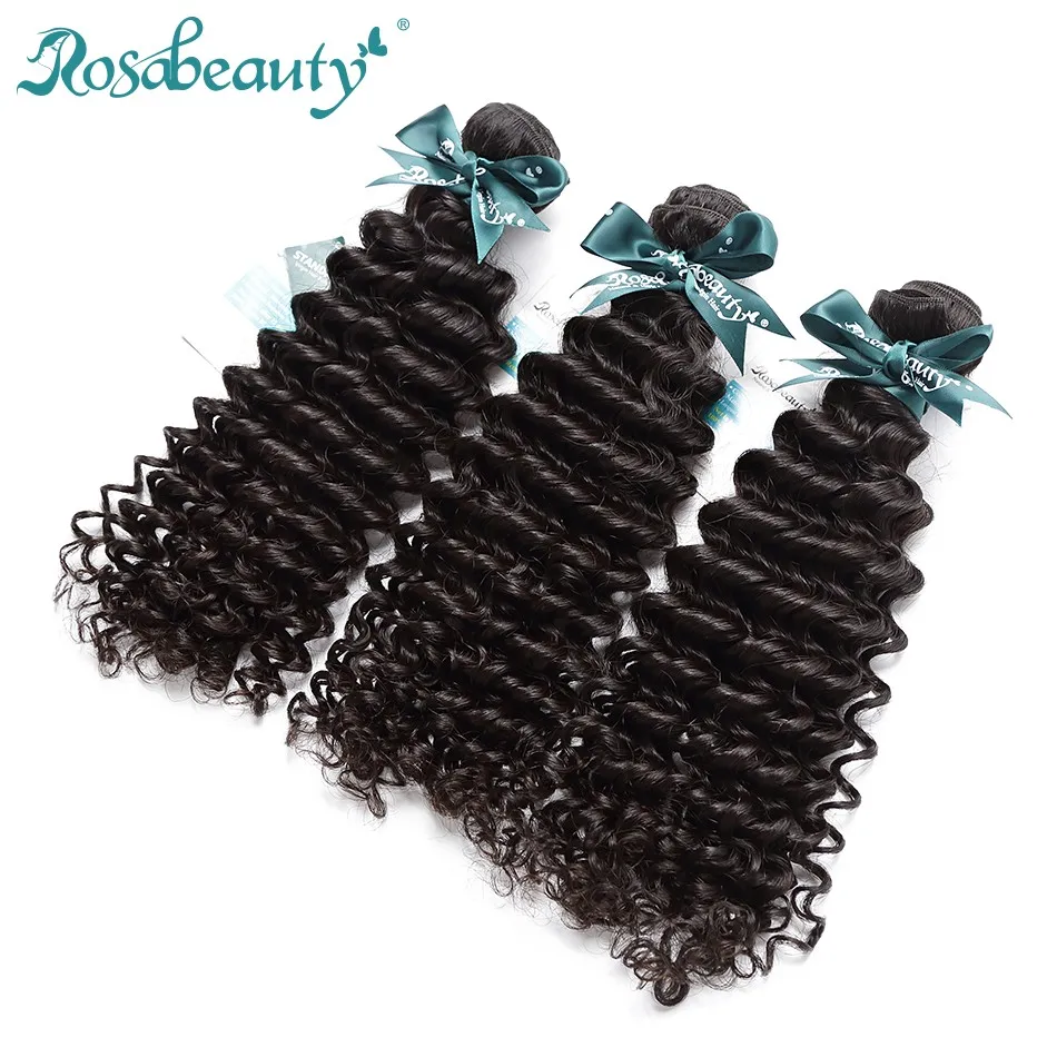 

Rosabeauty Brazilian Curly Hair Weaves Unprocessed Human Hair 26 28 30 Inch Bundles Natural Color Quality Virgin Hair Deep Wave